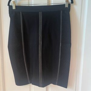 BCBGMaxAzria Black Textured Pencil Skirt